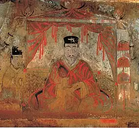 The mural of Goguryeo and former Yan official, Dong Shou (Hanja: 佟寿) in Anak Tomb No. 3