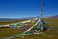 Buddhist Prayer flags on the shore