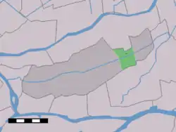 The village centre (dark green) and the statistical district (light green) of Ottoland in the former municipality of Graafstroom.