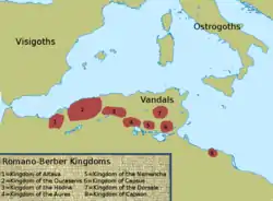 The Kingdom of Altava (1) and other romanized berber kingdoms of the early sixth century.