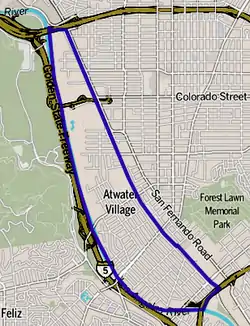 Boundaries of Atwater Village as drawn by the Los Angeles Times