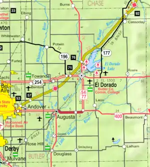 KDOT map of Butler County (legend)