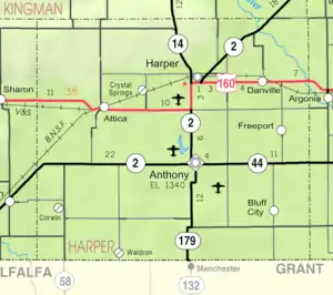 KDOT map of Harper County (legend)