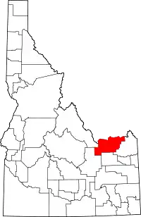 Map of Idaho highlighting Clark County