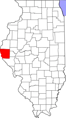 Map of Illinois highlighting Adams County