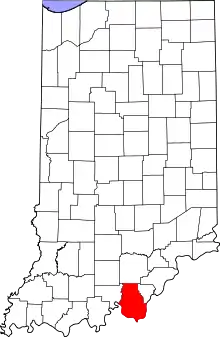 Harrison County's location in Indiana