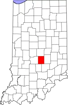 Map of Indiana highlighting Johnson County