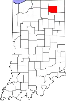 State map highlighting Noble County