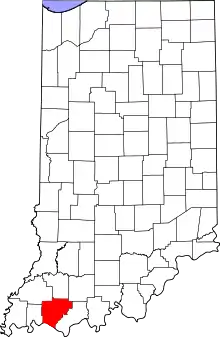 State map highlighting Warrick County