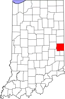 State map highlighting Wayne County