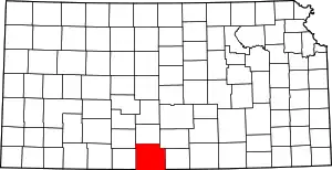 Map of Kansas highlighting Barber County