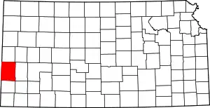 Map of Kansas highlighting Hamilton County