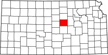 Map of Kansas highlighting Saline County