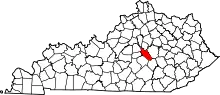 State map highlighting Garrard County