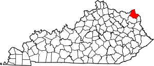 Map of Kentucky highlighting Greenup County