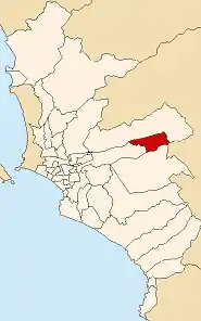 Location of Chaclacayo in the Lima province