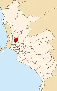 Location of Independencia in the Lima Province