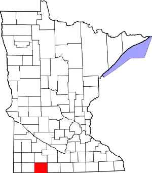 Map of Minnesota highlighting Jackson County