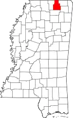 Map of Mississippi highlighting Tippah County