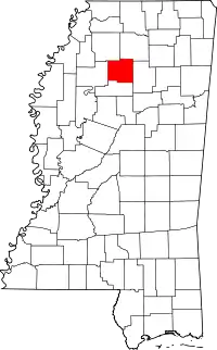 Map of Mississippi highlighting Yalobusha County