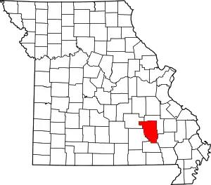 A state map highlighting Reynolds County in the southeastern part of the state.