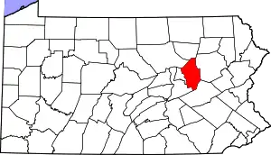 Location of Columbia County in Pennsylvania