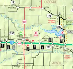 KDOT map of Russell County (legend)