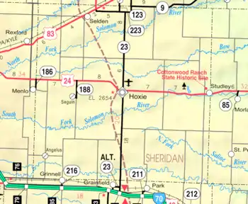 KDOT map of Sheridan County (legend)