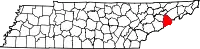 State map highlighting Cocke County