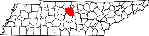 Map of Tennessee highlighting Wilson County