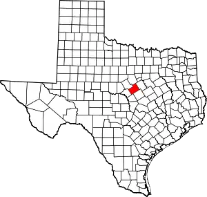 Map of Texas highlighting Hamilton County