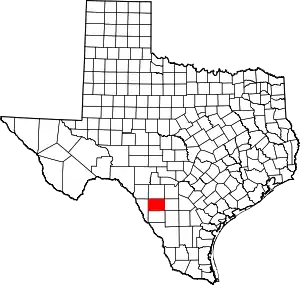 State map highlighting Zavala County