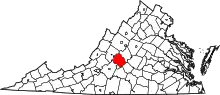 Map of Virginia highlighting Amherst County