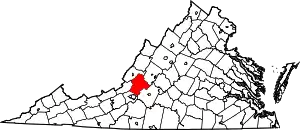 Map of Virginia highlighting Botetourt County