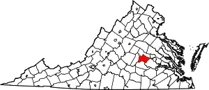 Map of Virginia highlighting Powhatan County