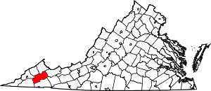 State map highlighting Russell County