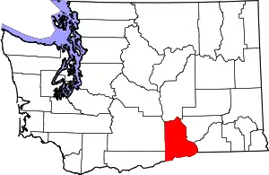 Map of Washington highlighting Benton County