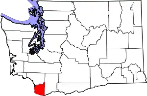 Map of Washington highlighting Clark County