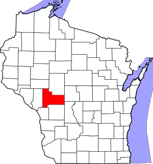 Map of Wisconsin highlighting Jackson County