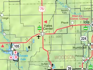 KDOT map of Woodson County (legend)