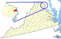 Location of Alexandria in Virginia