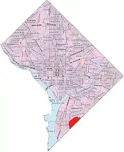 Washington Highlands, highlighted in red