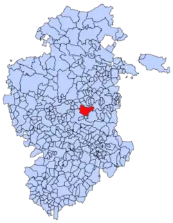 Municipal location of Arlanzón in Burgos province