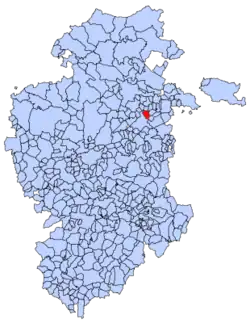 Municipal location of Grisaleña in Burgos province