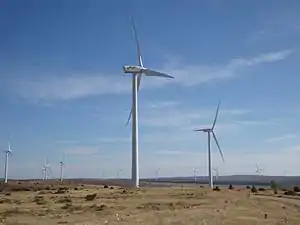 Wind farm on top of the ridge near Maranchón