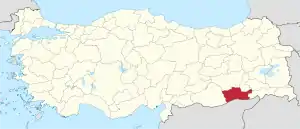 Location of the province within Turkey