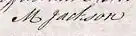 Copperplate signature of M. Jackson