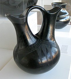 Maria and Julian Martinez matte-on-glossy blackware wedding vase, c. 1929, collection of the Fred Jones Jr. Museum of Art