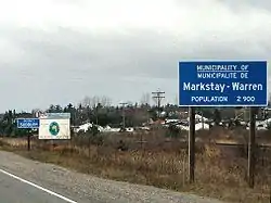 Entering Markstay-Warren on Highway 17 westbound at Warren.