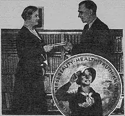 He's receiving a winner's check from Schain in 1931. The poster (insert) was in vogue until 1937.